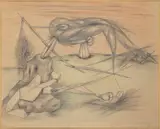 František Janoušek, Surrealist Composition, 1938, Pencil and pastel on paper