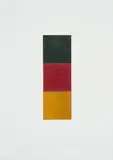 Schwarz, Rot, Gold I by Gerhard Richter, 1998, Drei mit Ölfarbe überarbeitete Quadrate aus weißem Halbkarton, collagiert auf weißem Karton, sold Oct 2023