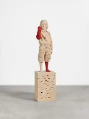 Gerhard Demetz, "Handpuppe", 2018, Lindenholz, teilweise farbig gefasst
