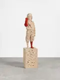 Gerhard Demetz, "Handpuppe", 2018, Lindenholz, teilweise farbig gefasst