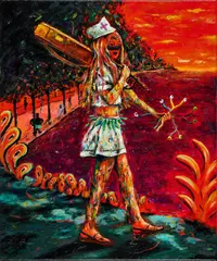 Moritz Schleime, "Schneebälle aus Mexico", 2018, Öl auf Leinwand