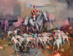 Justine Otto, "Die Meute", 2017, Öl auf Leinwand