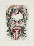 Ulrike Theusner, The Offer (Aus: The Tragic Life of Desperate Artbitches), 2015, Kaltnadel, koloriert mit Tusche und Aquarell auf Bütten