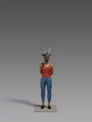 Steinbockfrau by Stephan Balkenhol, 2021, Bronze, patiniert und farbig gefasst, sold Nov 2023