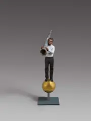 Mann mit Füllhorn by Stephan Balkenhol, 2017, Bronze, patiniert, farbig gefasst und vergoldet, sold Nov 2023