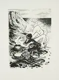 Tilo Baumgartel, Besuch, 2016, Handkolorierte Lithografie auf Velin