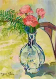 Suzanne Valadon, Bouquet de roses et fougères, 1937, Öl auf Leinwand