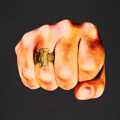 Maurizio Cattelan, Ohne Titel (für Parkett 100/101), 2017, Farboffset und Farbserigrafie auf schwarzem Karton