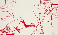 Sue Williams, Ohne Titel (Edition für Parkett) (für Parkett 50/51), 1997, 3-teilig. Jeweils Farblithografie auf Kunststofffolie