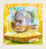 Dana Schutz, Ohne Titel (Head of Timothy Leary) (für Parkett 75), 2005, Farbholzschnitt mit Farblithografie auf Bütten