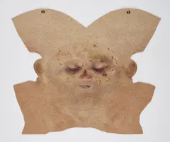 Ed Atkins, Safe Conduct Epidermal (für Parkett 98), 2016, Pigmentdruck auf Gummi mit zwei Metallösen. In Mappe