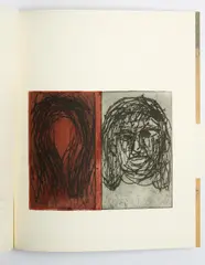 Gesicht und Träne (für Parkett 11) by Georg Baselitz, 1986, Kaltnadelradierung auf Zerkall Bütten, in Parkett-Ausgabe eingebunden, sold Oct 2023
