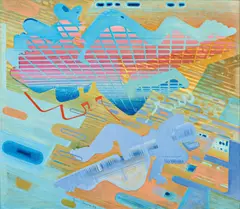 Johannes Molzahn, "Spacial Strata", 1944, Öl auf Leinwand