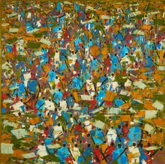 Ablade Glover, Ohne Titel, 1993, Öl auf roter Leinwand