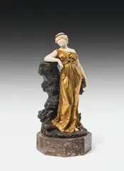 Proserpina by Ferdinand Preiss, ivory, carved; bronze, patinated; marble base; signed on the reverse side of the base: "F. Preiss.", sold Mar 2022