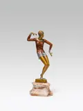 Ferdinand Preiss, The Red Dancer, bronze, cast, cold painted; singed on the front of the plinth "F. PREISS"; marble base