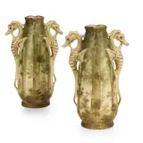 Amphora, PAIR OF JUGENDSTIL 'SEAHORSE' VASES, CIRCA 1905, 1905, glazed and gilded porcelain