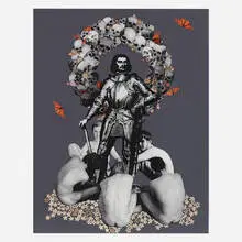 Scott Treleaven, Bluebeard (on grey), 2004, gouache and paper collage on board
