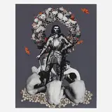 Scott Treleaven, Bluebeard (on grey), 2004, gouache and paper collage on board