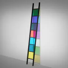 Stephen Dean, Black Ladder #13, 2006, dichroic glass, lacquered aluminum