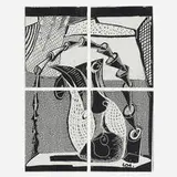 Cone Case by David Hockney, 1989, Xerox copy of facsimile drawing in four parts, sold Oct 2023