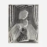 Flower Pot on Dark Stage by David Hockney, 1989, fax print of a facsimile drawing, sold Oct 2023