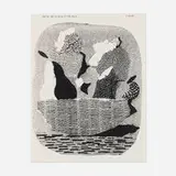 David Hockney, Black and White Fruit Bowl, 1989, fax print of a facsimile drawing