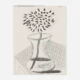 David Hockney, Flower in Glass Vase, 1989, fax print of a facsimile drawing