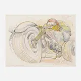Luis Jiménez, Bike Dragster, 1971, graphite and colored pencil on Strathmore Artist