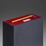 Chris Burden, Relic from 'La Chiarificazione', 1975, hammer, printed paper, pedestal
