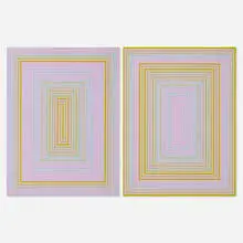 Richard Anuszkiewicz, Lilac Warm and Lilac Cool (diptych), 1973, acrylic on panel