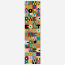 Alighiero Boetti, Una parola al vento due parole al vento tre parole al vento 100 parole al vento, 1989, embroidery on linen