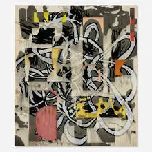 Ohne Titel by Jan-Ole Schiemann, 2016, ink and acrylic on canvas, sold May 2025