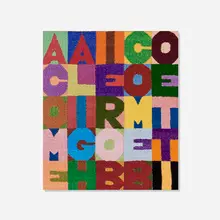 A come Alighiero B come Boetti by Alighiero Boetti, 1988, embroidered fabric over panel, sold May 2025