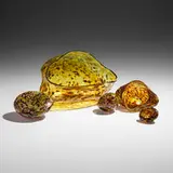 Leopard Spotted Basket Set by Dale Chihuly, 1998, hand-blown glass, sold May 2025