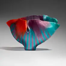 Sopravvenienza by Toots Zynsky, 2002, filet de verre fused and thermo-formed glass threads, sold May 2025