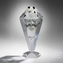 Diamond Dance by Jon Kuhn, 1992, ground, polished, and laminated glass, sold May 2025