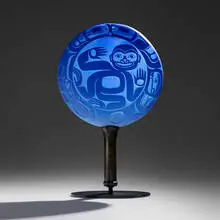 Preston Singletary, Blue Rattle, c. 2008, hand-blown and sand-carved glass