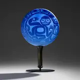 Preston Singletary, Blue Rattle, c. 2008, hand-blown and sand-carved glass