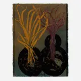 Ikebana Drawing with Saffron and Copper by Dale Chihuly, 2007, acrylic on Arches, sold May 2025