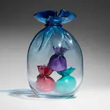 Bagged Bags (from the Acro Bags series) by John Littleton and Kate Vogel, 1995, hand-blown glass, sold May 2025
