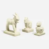 Collection of three Ivory Mat production animal paperweights by Louise Abel and Arthur Conant for Rookwood Pottery, sold Jun 2023