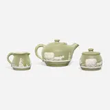 Walter Stephen for Pisgah Forest Pottery, Three-piece Covered Wagon tea service