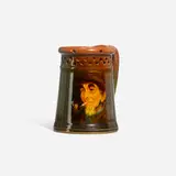 Standard Glaze puzzle portrait mug by Robert Bruce Horsfall for Rookwood Pottery, sold Jun 2023
