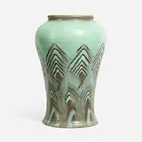 Elizabeth Barrett for Rookwood Pottery, Later Mat/Mat Moderne vase with Art Deco geometric patterns
