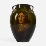 Kills Alone, Sioux (Standard Glaze Native American portrait vase) by Olga Geneva Reed for Rookwood Pottery, sold Jun 2023