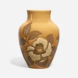 Fine Wax Mat lamp vase with magnolias by Wilhelmine Rehm for Rookwood Pottery, sold Jun 2023