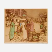 Edward Timothy Hurley, Market Days, 1917, lithograph in colors