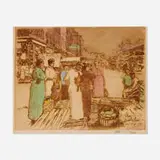 Edward Timothy Hurley, Market Days, 1917, lithograph in colors