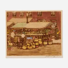 Edward Timothy Hurley, Thanksgiving Eve, lithograph in colors